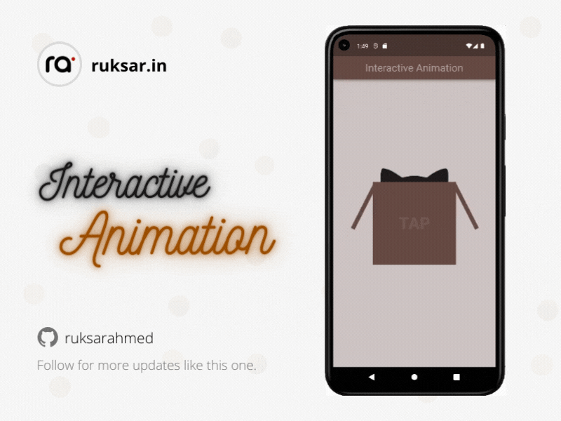 Interactive Animation for Apps android animation app box cat design flutter fun graphics hiding illustration interactive ios motion moving native shaking web