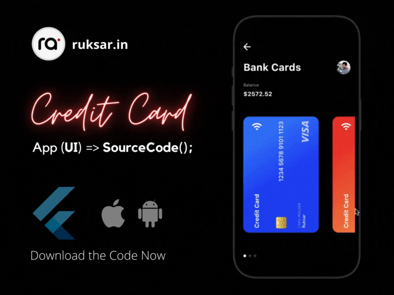 Bank Credit Card App UI Animation Bundle with Flutter android animation app bank bundle card credit design download flutter ios ui