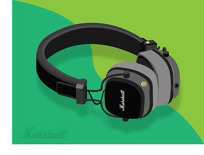 Marshall Wireless Headphone branding design earphones headphones illustration illustrator music spotify ui vector vectordesign web
