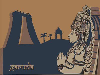 Old Indian Architecture Illustration -Lord Garuda