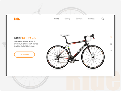 Ride- A Website Landing Page animation app automobile banner black branding cycle brand cyclist design icon identity illustration journey landingpage rider ui ux vector web website