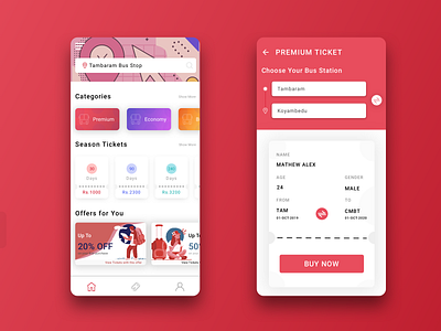 Season Ticket Booking App app application application ui automobile branding bus app bus booking bus travel cards ui dailyui design illustration season ticket ticket ticket app ticket booking travel travel app ux vibrant color