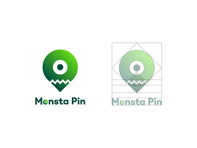 Monsta Pin brand flat grid identity logo minimal monogram