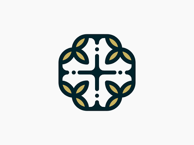 Cross + leaves brand identity logo logodesign minimal simple