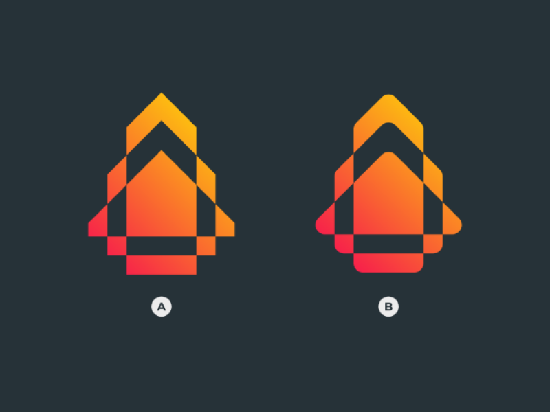 Rockethouse futuristic future flat gradient minimal identity rocket house branding logo