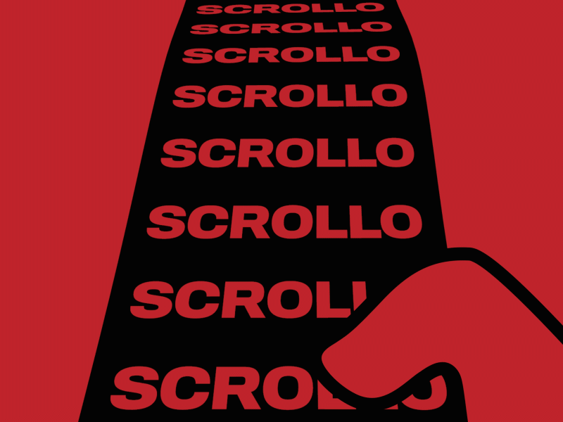 scrollo scrollo scrollo animation anxiety cartoon gif illustration kinetic typography kinetictype loop motion scroll social thumb type