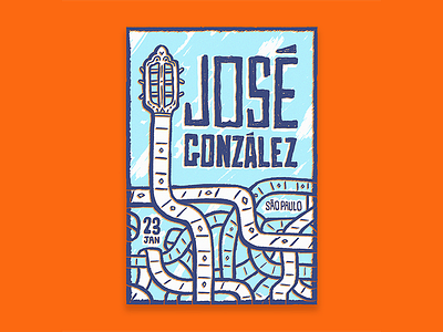 José González Poster acoustic concert electric folk fret gonzález guitar ideas illustration josé music procreate riff strings