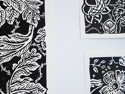 botanic woodcut series