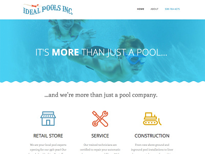 Ideal Pools Homepage icons line open sans water