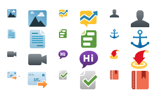 Icon Set anchor book document email icon image person video