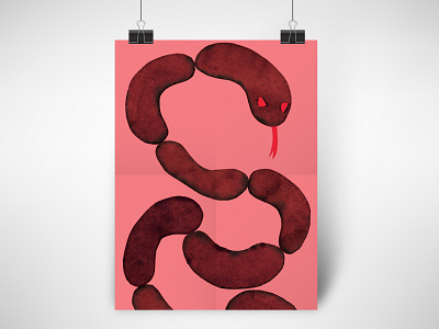 Angry Sausage animal art artwork design drawing enviroment future garphicdesign illustration metu paper papercut photoshop planet poster poster design print sausage snake