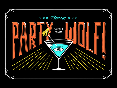 Wolf party illustration lettering