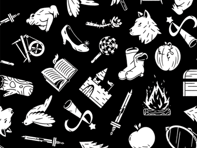 Fairy Tale - Pattern black and white icons pattern