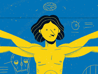 Vitruvian Dude editorial illustration leonardo da vinci