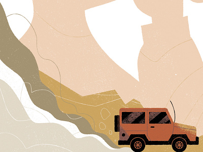 Grandpa's Jeep dust editorial illustration jeep