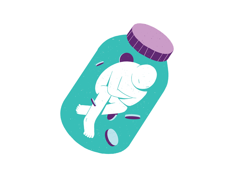 Tummy pain self-medication health illustration