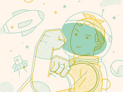 Girls In Space character editorial illustration