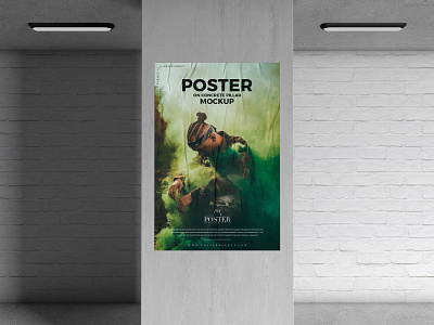 Concrete Pillar Poster Mockup Free