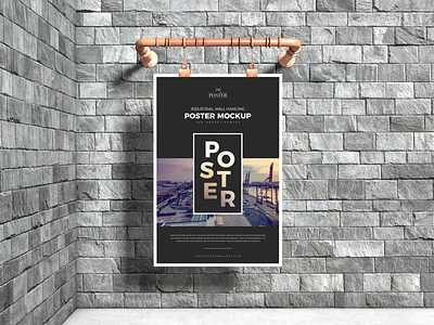 Industrial Advertising Wall Hanging Poster Mockup Free