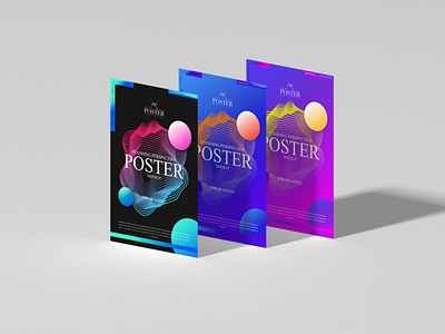 Standing Perspective Poster Mockup For Branding Free