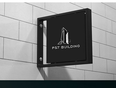 P&T Building design icon logo minimal