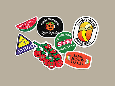 Illustration sticker of fruit colors design fruit illustration logo typography