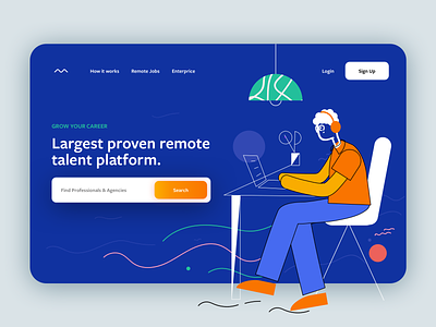 Remote Job Plattform design dribbbleshots illustration jobs jobseeker ui web