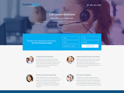 Redesign Landing Page call center contact center landing page one page ui