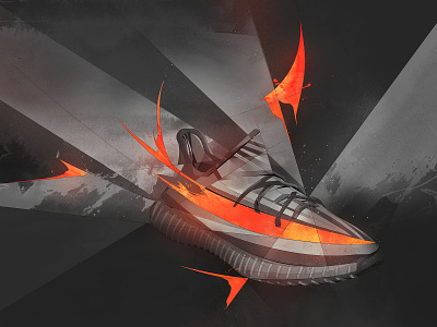 Yeezy Boost Magma 350 v2 adidas black and white design dynamic fashion fire geometric graphite yeezy hype illustration kanye kicks magma poster red shoes sneakers west zebra