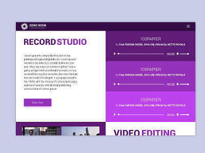 Sonic Boom branding design flat minimal record studio ui vector web design wordpress theme