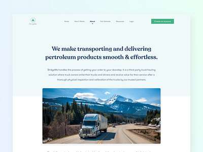 BridgeMe website about page landing page uber ui