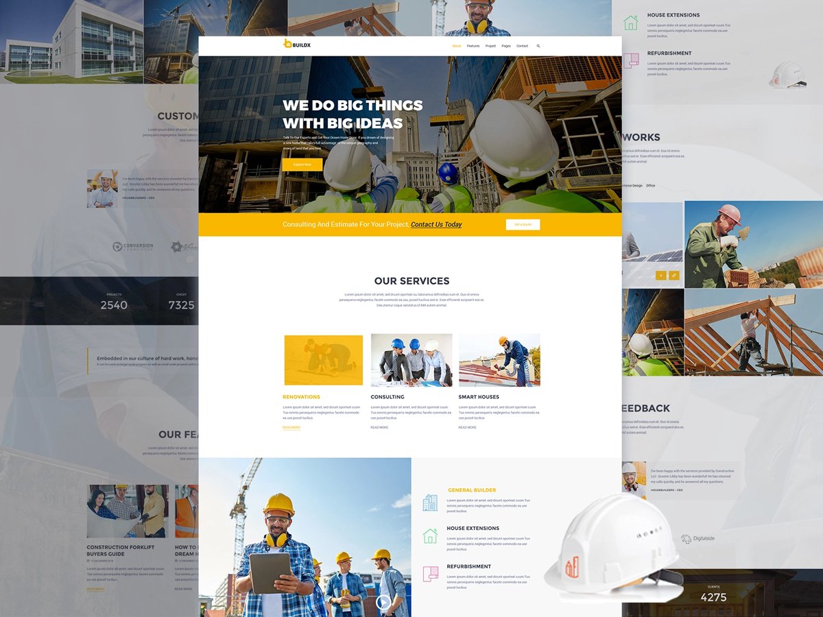 Construction landing page by Tophive on Dribbble