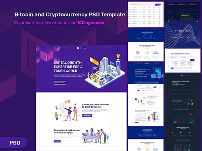 Bitcoin and Cryptocurrency Landing Page agency bitcoin business cryptocurrency currency exchange ico agency illustration ui