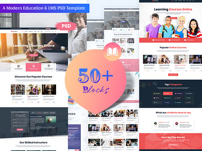 Modern Education & LMS Landing Page business college courses education education landing page lms online courses school university