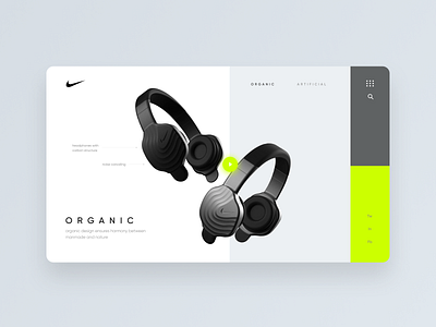 Nike Organic Headphones - Desktop Concept headphones nike product design ui ux