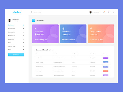 Admin Dashboard Template Free Download XD File