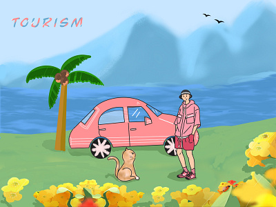 Pink travel ui 插图 插图 design illustration 设计