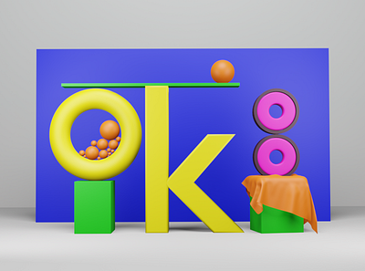 3D Text Objects - OK animation blender clothanimation color design modeling motiongraphics shadow texture ux