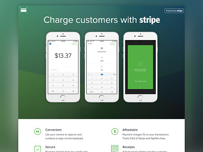 Payment for Stripe charge checkout ios landing payments stripe views web