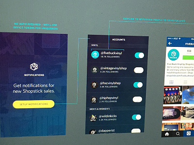 MVP Notifications app button color flow instagram ios notifications ux vibrant wireframe