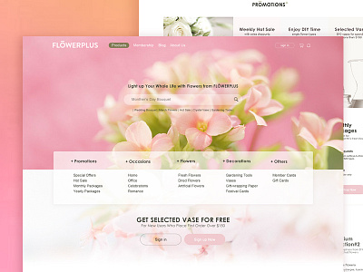 Flowerplus Homepage Redesign bright clean desk top e commerce flower pink redesign romantic ui