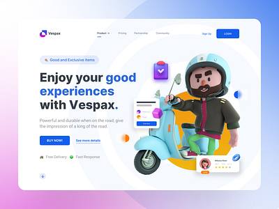 Hero Image Explorations - Vespax 3d 3dillustration daily ui design design hero image screen ui design uiux vespa website