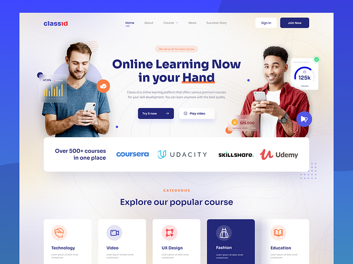 Class.id - Online Learning (Exploration) by Ari Fianto on Dribbble