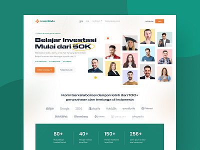 Investindo - Modern Syariah Investment (Homepage) app course daily ui design homepage investing apps investment landingpage productdesign screen ui ui design uiux ux web design website