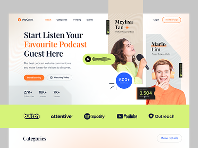 Vodcasty - Hero Image Concept Exploration daily ui design homepage podcast podcast apps podcast landing page screen ui ui design uiux website
