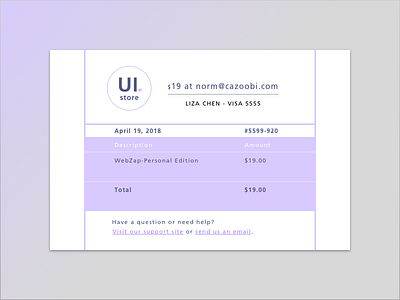 Daily UI #017 dailyui emailreceipt uistore