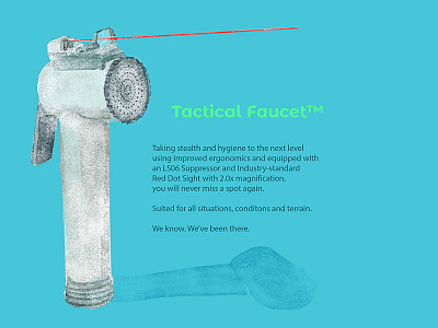Tactical Faucet™ brand branding design faucet health illustration product tactical toilet useless
