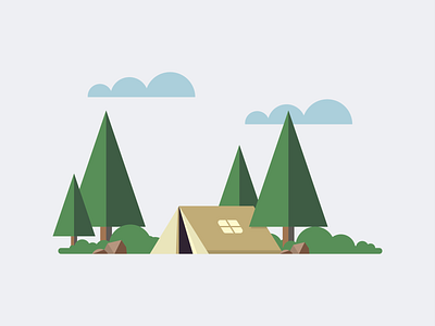 Inktober- Day 5- Camp 2d adobe adobeilustrator camping challenge flat flat design illustration illustrator inktober inktober2018 landscape october tent vector