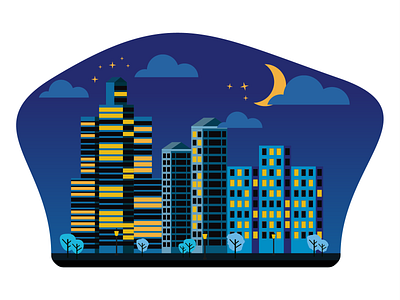 Inktober- Day 26- Night adobe adobe illustrator city design flat flat illustration illustration illustrator inktober inktober2018 night vector