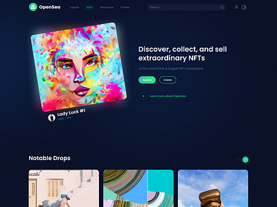 OpenSea redesign - nft marketplace UI